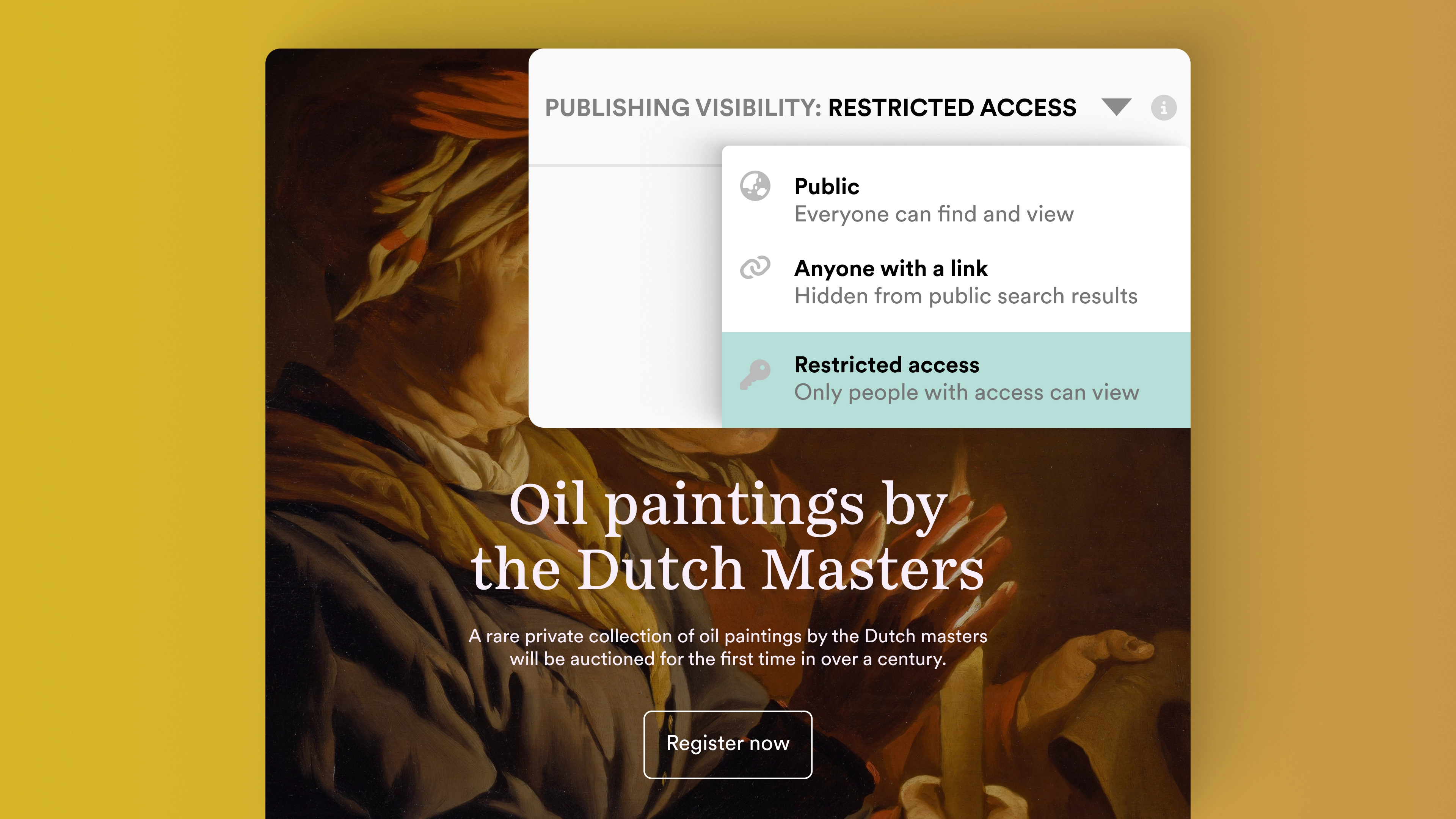 A screenshot of the different publishing options in the Shorthand editor